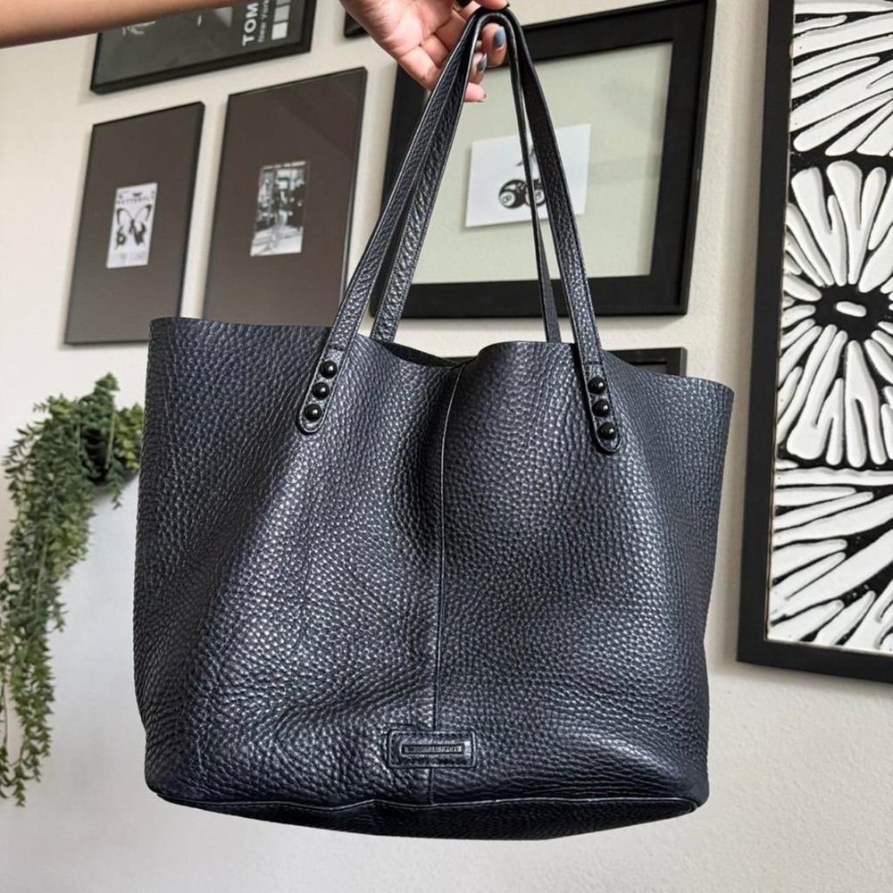 Black Pebbled Leather Tote Bag